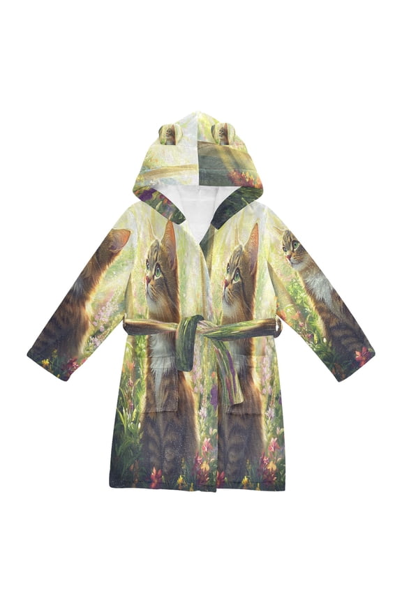Bathrobes Belt Hooded Sunlit Floral Majesty Creative Pattern