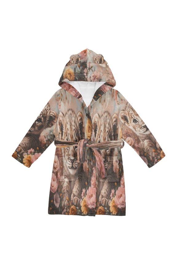 Bathrobes Belt Hooded Sweet Cub in Floral Splendor Creative Pattern