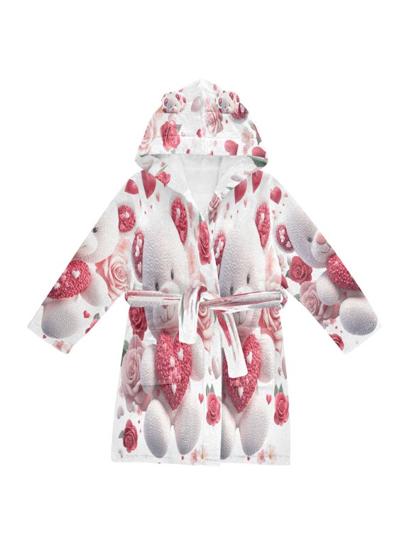 Bathrobes Belt Hooded Sweetheart Bear Creative Pattern