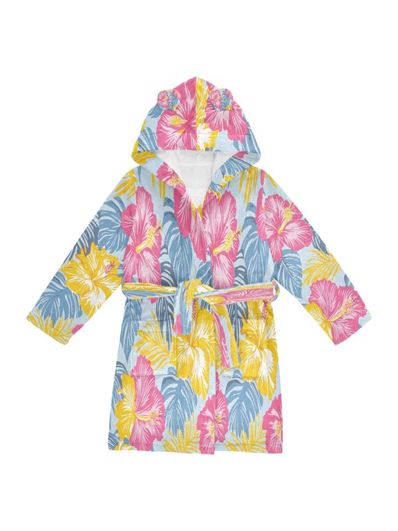 Bathrobes Belt Hooded Tropical Bloom Creative Pattern