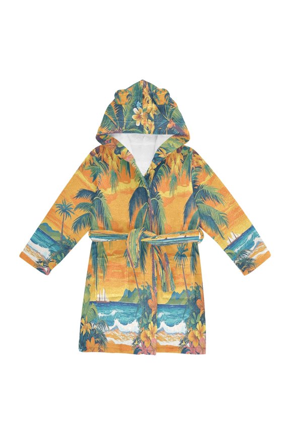 Bathrobes Belt Hooded Tropical Paradise at Dawn Creative Pattern