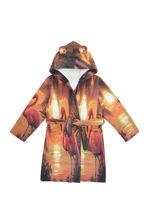Bathrobes Belt Hooded Tropical Sunset Serenade Creative Pattern