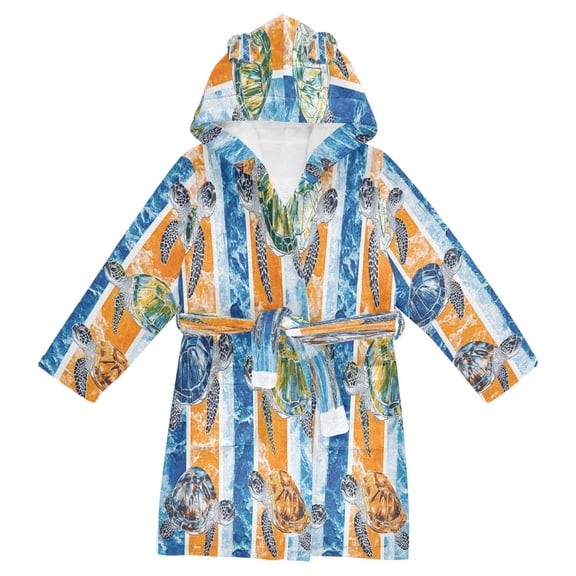 BZSMCE Bathrobes Belt Hooded Turtle Escape Creative Pattern