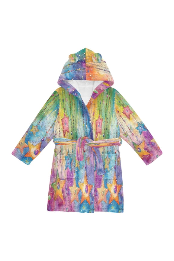 Bathrobes Belt Hooded Twinkling Starry Spectrum Creative Pattern