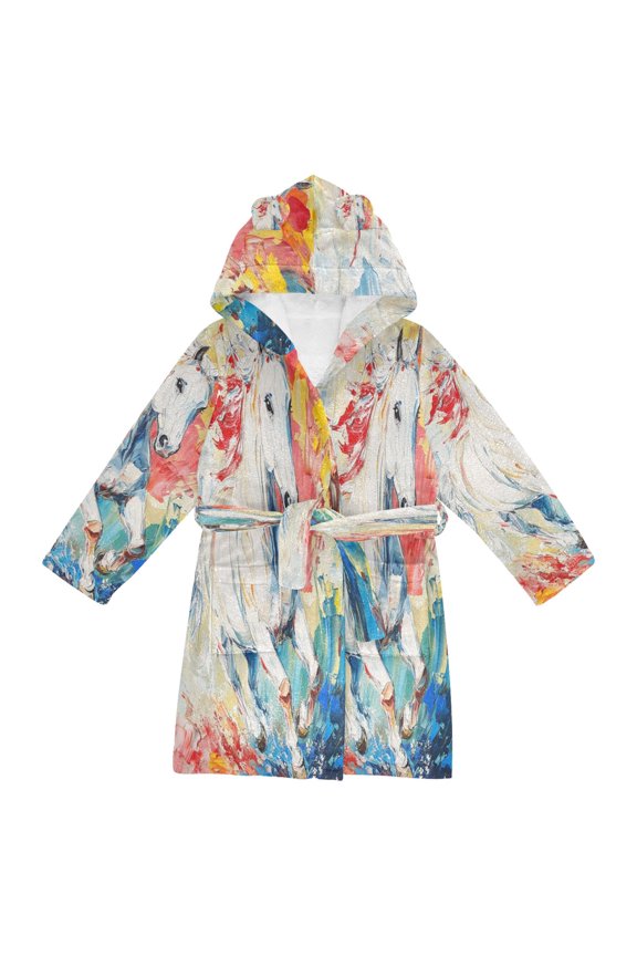 Bathrobes Belt Hooded Vibrant Dash Creative Pattern