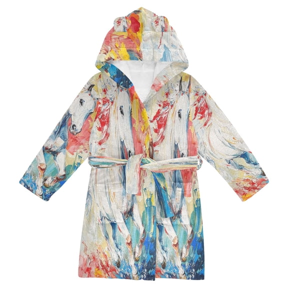 BZSMCE Bathrobes Belt Hooded Vibrant Dash Creative Pattern