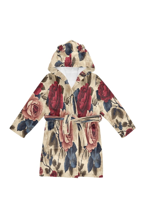 Bathrobes Belt Hooded Vintage Floral Elegance Creative Pattern