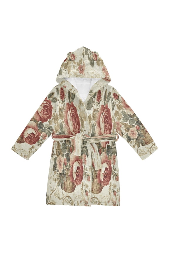 Bathrobes Belt Hooded Vintage Rose Bouquet Creative Pattern