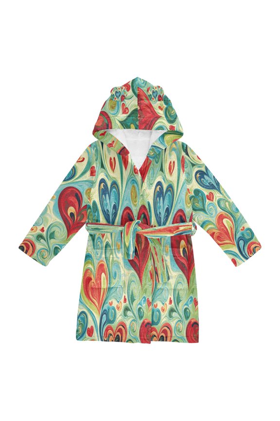 Bathrobes Belt Hooded Whimsical Affection Creative Pattern