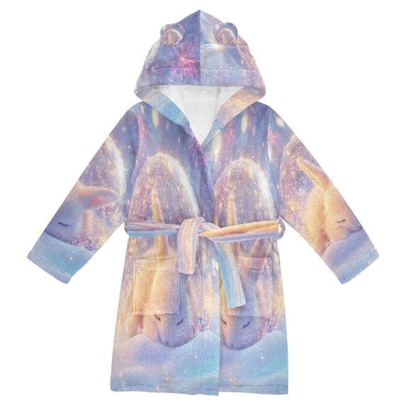 BZSMCE Bathrobes Belt Hooded Winter Sanctuary Creative Pattern