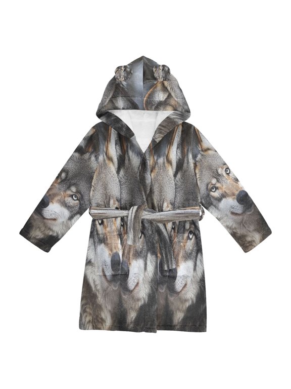 Bathrobes Belt Hooded Wolves Of The Wild Creative Pattern