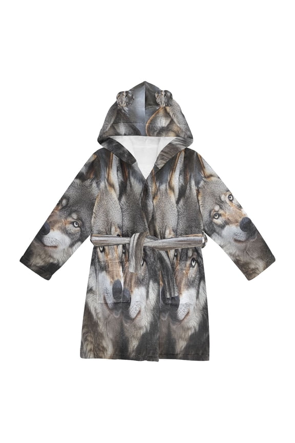 Bathrobes Belt Hooded Wolves Of The Wild Creative Pattern