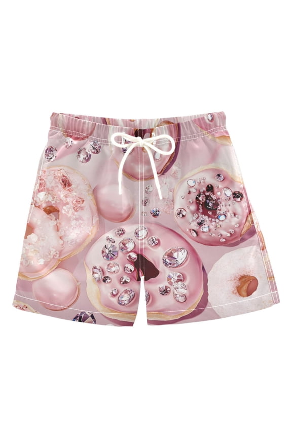 BZSMCE Beach Shorts Trunks Quick Dry Short 3d Pink Donut Pattern Of Printed