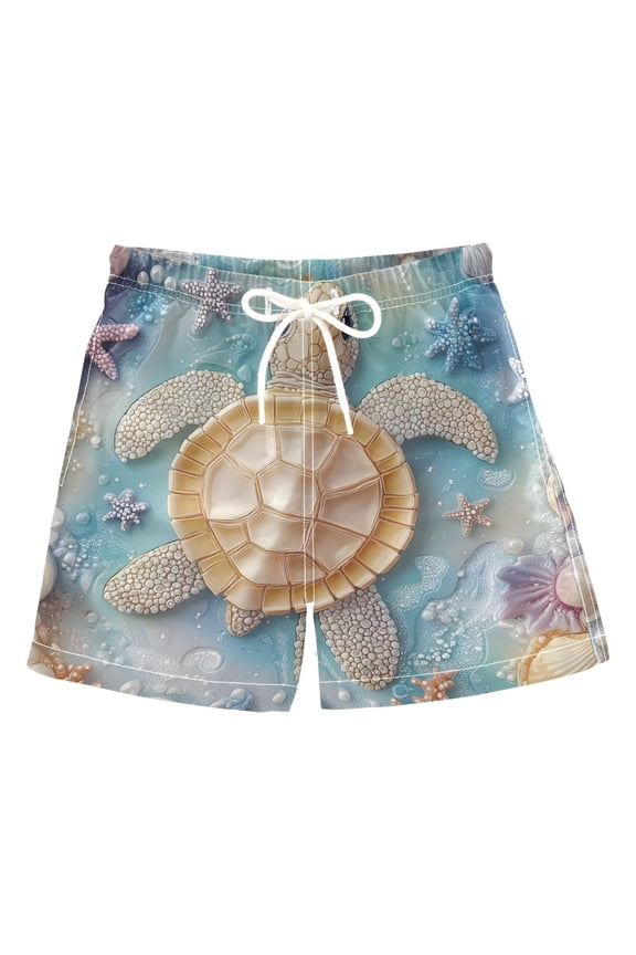 BZSMCE Beach Shorts Trunks Quick Dry Short 3d Turtle Starfish Shell Of Printed