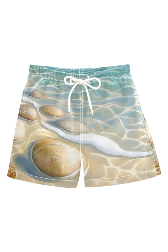 BZSMCE Beach Shorts Trunks Quick Dry Short Beach Sea Rocks Of Printed