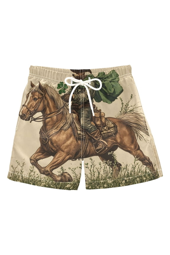 BZSMCE Beach Shorts Trunks Quick Dry Short Bear Horse Clover Of Printed