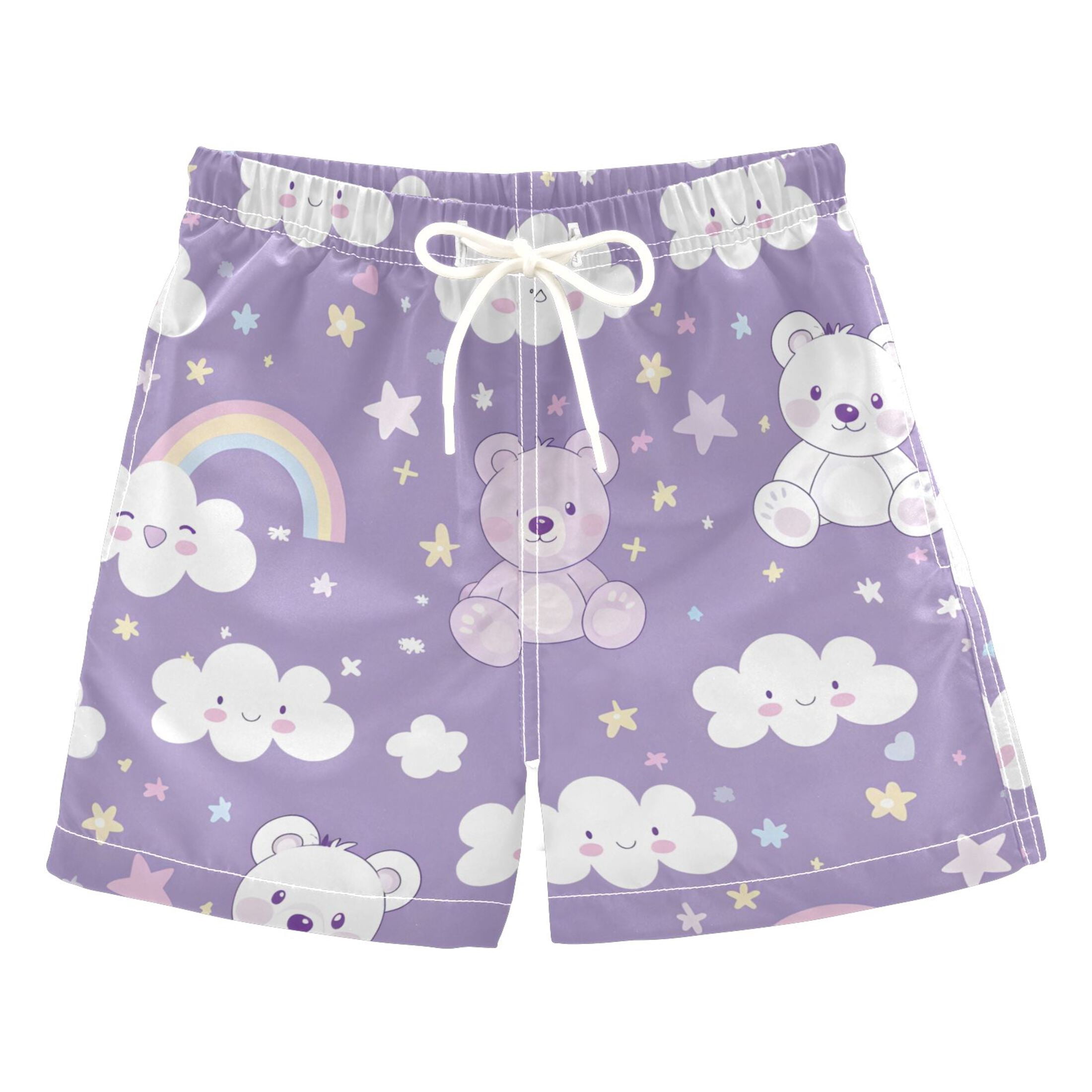 BZSMCE Beach Shorts Trunks Quick Dry Short Bear Rainbow Clouds Pattern ...