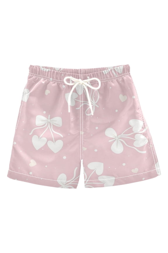 BZSMCE Beach Shorts Trunks Quick Dry Short Blush Pink Bow Of Printed