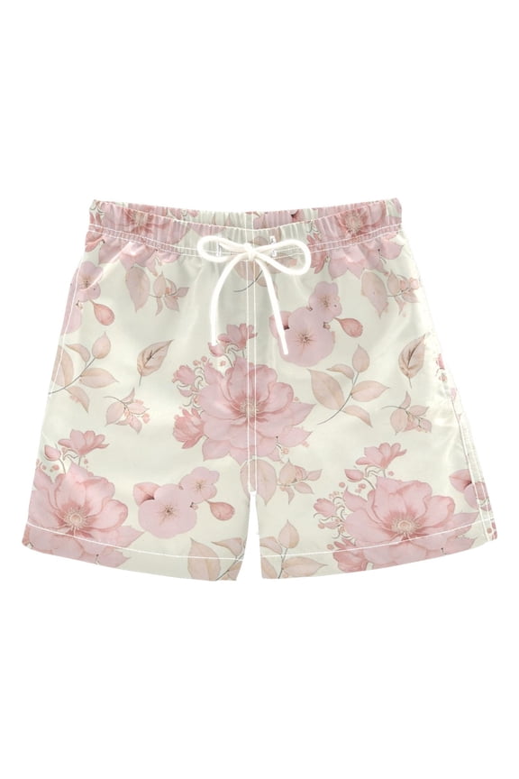 BZSMCE Beach Shorts Trunks Quick Dry Short Blush Rose Floral Of Printed