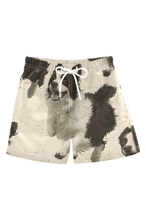 BZSMCE Beach Shorts Trunks Quick Dry Short Border Collie Dash Pattern Of Printed