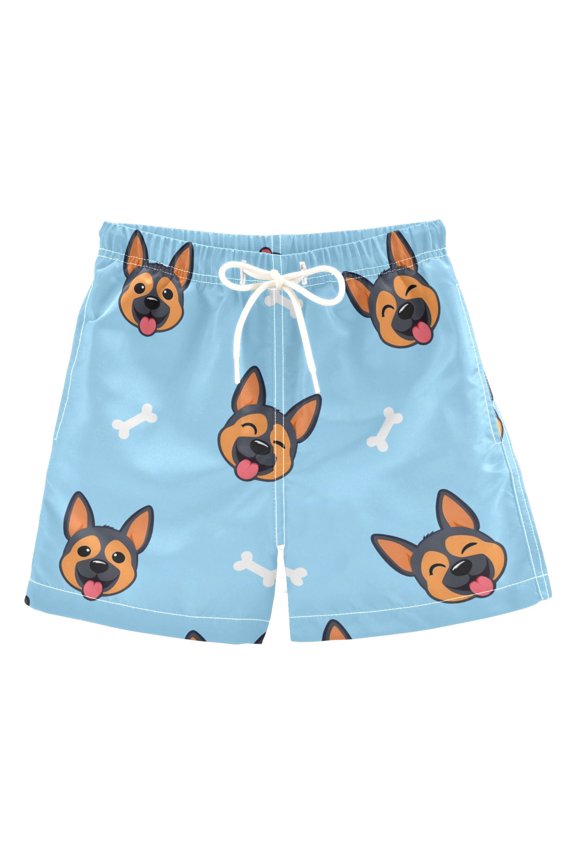 BZSMCE Beach Shorts Trunks Quick Dry Short Cartoon German Shepherd Bone Pattern Of Printed