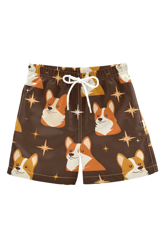 BZSMCE Beach Shorts Trunks Quick Dry Short Celestial Corgi Pattern Of Printed