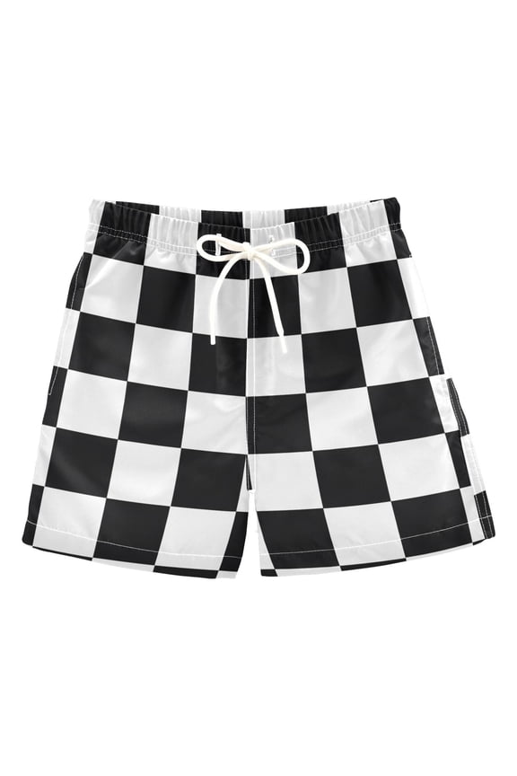 BZSMCE Beach Shorts Trunks Quick Dry Short Checked Pattern Of Printed