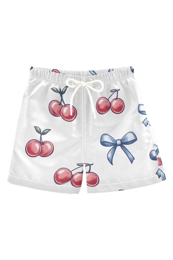 BZSMCE Beach Shorts Trunks Quick Dry Short Cherry Bow Pattern Of Printed