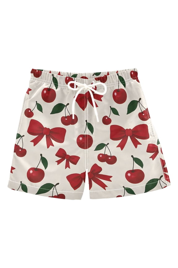 BZSMCE Beach Shorts Trunks Quick Dry Short Cherry Bow Pattern Of Printed