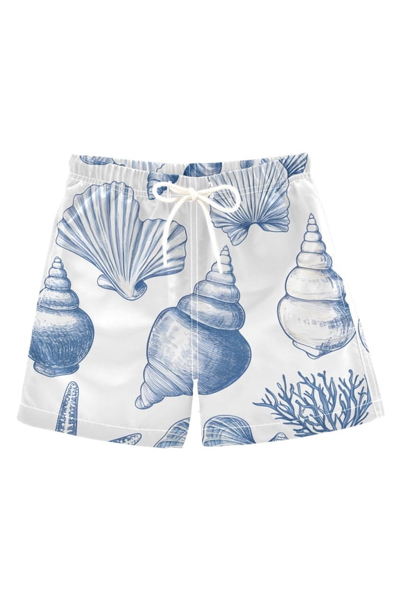 BZSMCE Beach Shorts Trunks Quick Dry Short Conch Shell Starfish Coral Of Printed