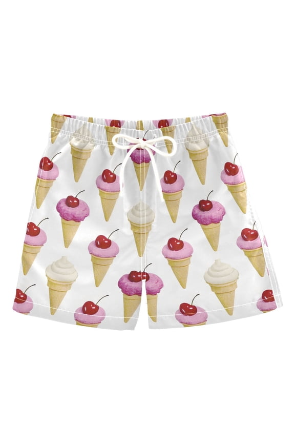 BZSMCE Beach Shorts Trunks Quick Dry Short Cone Cherry Pattern Of Printed