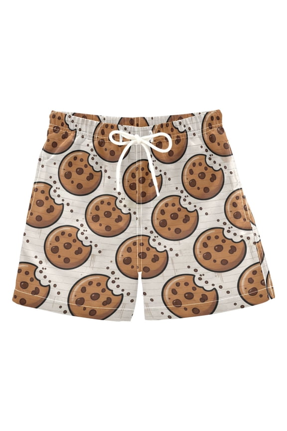 BZSMCE Beach Shorts Trunks Quick Dry Short Cookies with Chocolate Chips Of Printed