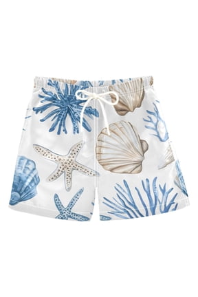 BZSMCE Beach Shorts Trunks Quick Dry Short Coral Starfish Shell Pattern Of Printed