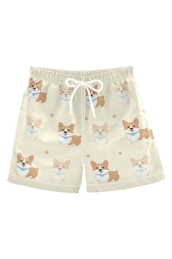 BZSMCE Beach Shorts Trunks Quick Dry Short Corgi Footprints Of Printed