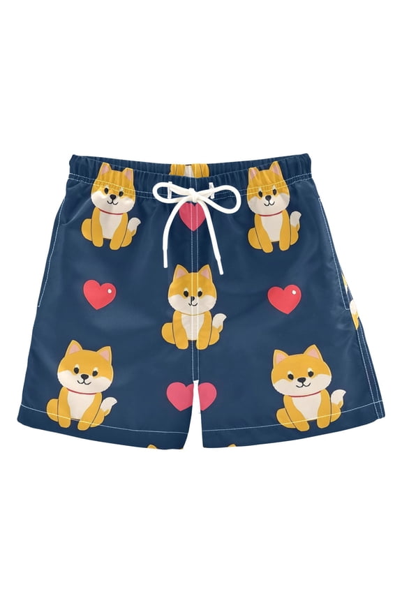 BZSMCE Beach Shorts Trunks Quick Dry Short Corgi Heart Pattern Of Printed