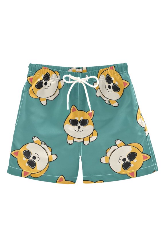 BZSMCE Beach Shorts Trunks Quick Dry Short Corgi Pattern Of Printed