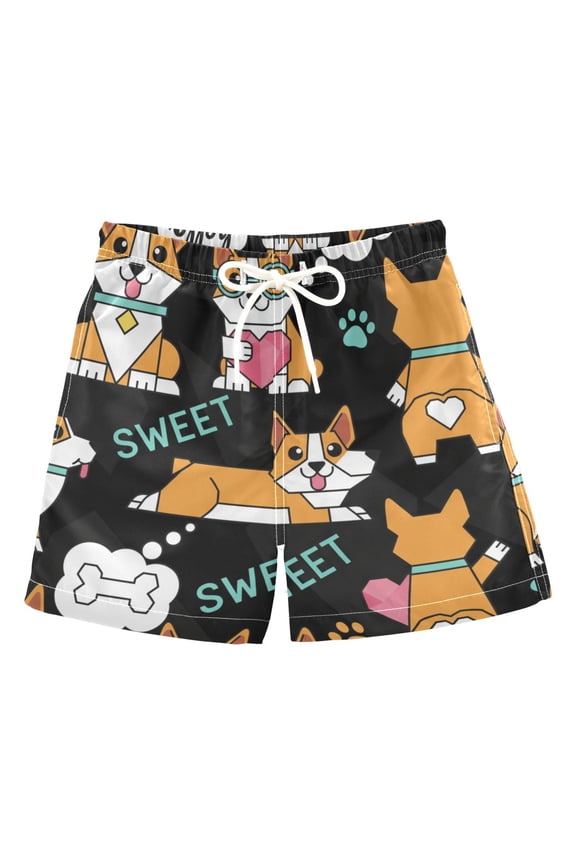 BZSMCE Beach Shorts Trunks Quick Dry Short Dogs Corgi Of Printed