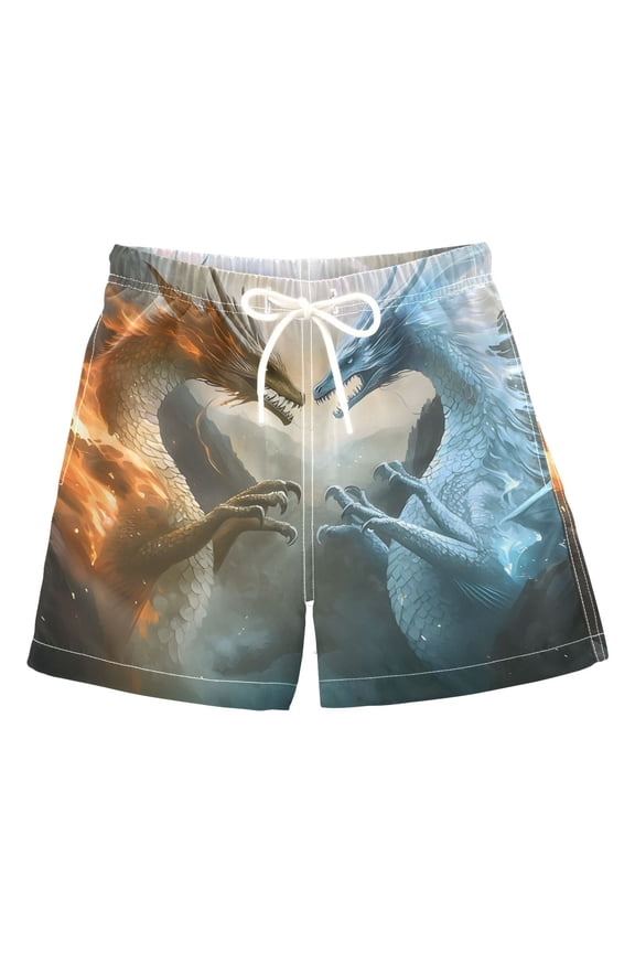BZSMCE Beach Shorts Trunks Quick Dry Short Dragon Of Printed