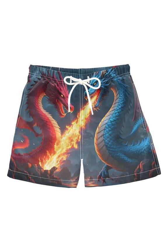 BZSMCE Beach Shorts Trunks Quick Dry Short Dragon Of Printed
