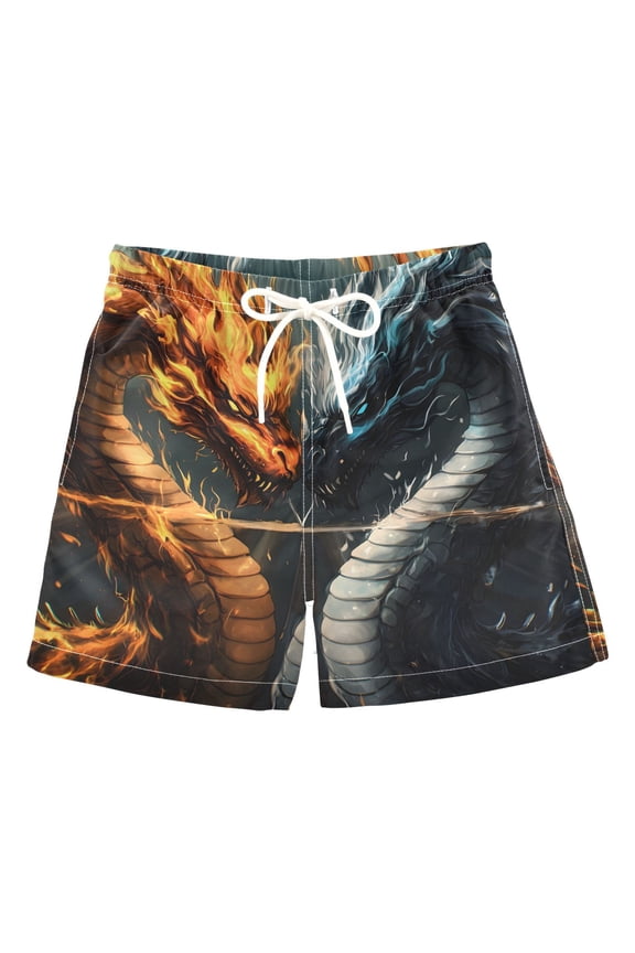 BZSMCE Beach Shorts Trunks Quick Dry Short Dragon Pattern Of Printed