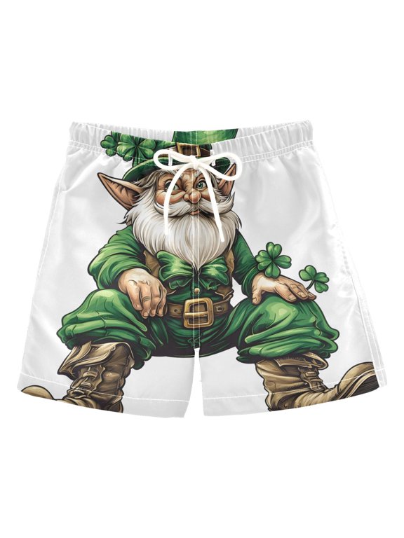 BZSMCE Beach Shorts Trunks Quick Dry Short Elf Green Hat Leaves Of Printed