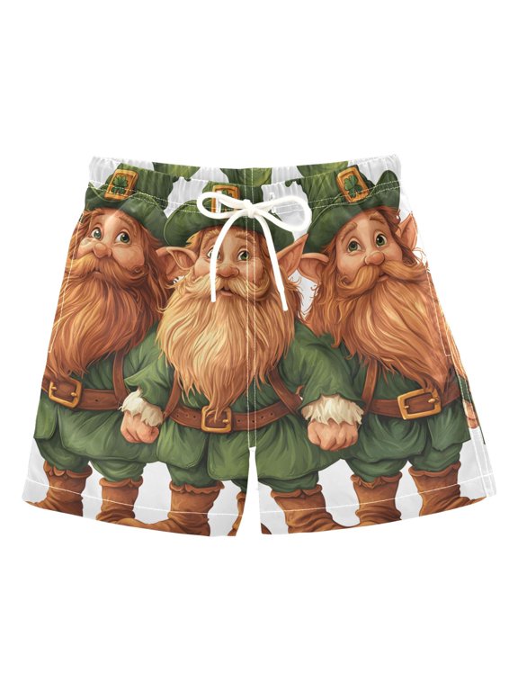 BZSMCE Beach Shorts Trunks Quick Dry Short Elf Green Of Printed