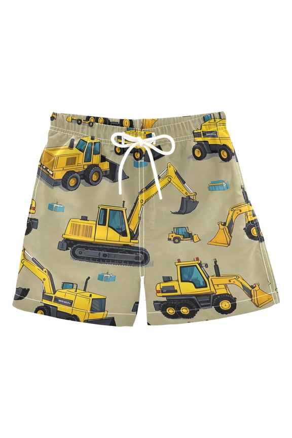 BZSMCE Beach Shorts Trunks Quick Dry Short Engineering Vehicle Excavator Pattern Of Printed