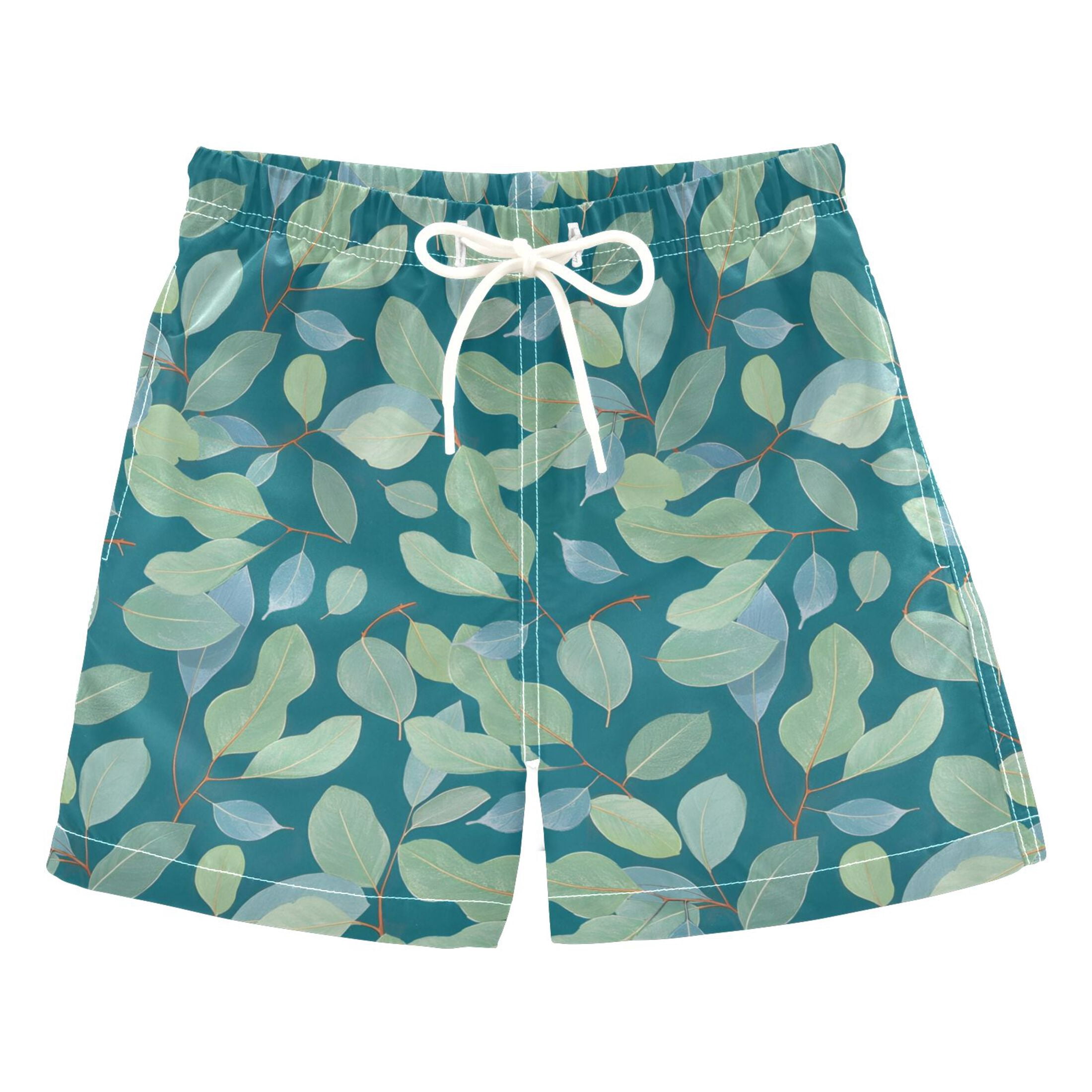 BZSMCE Beach Shorts Trunks Quick Dry Short Eucalyptus Leaves Pattern Of ...