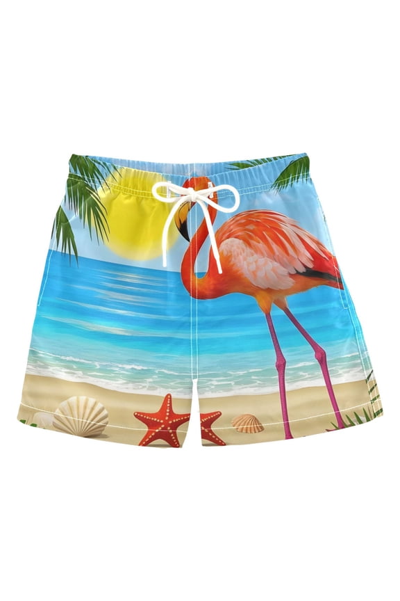 BZSMCE Beach Shorts Trunks Quick Dry Short Flamingo Seaside Starfish Shell Of Printed