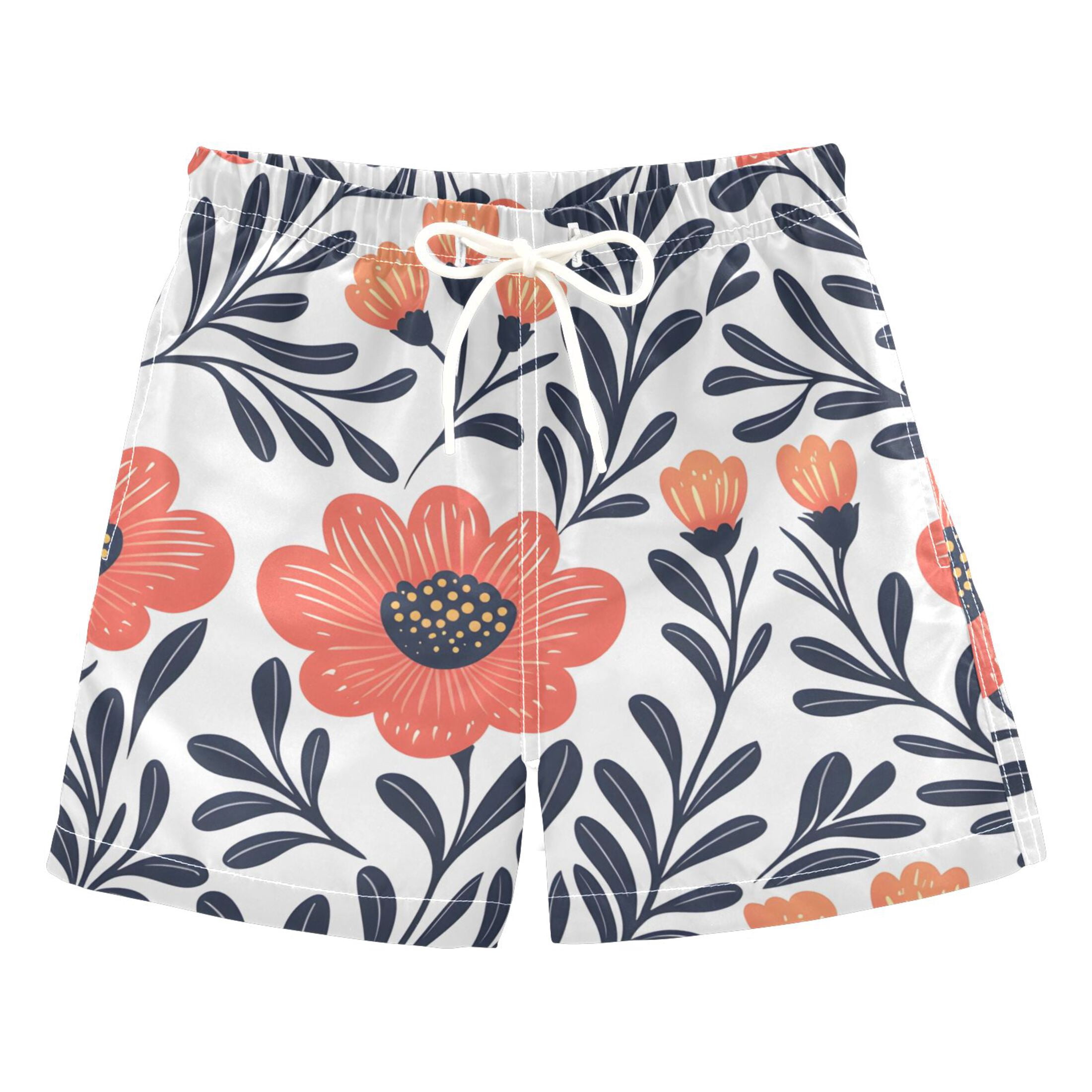 Bzsmce Beach Shorts Trunks Quick Dry Short Flower Color Tile Red Tile