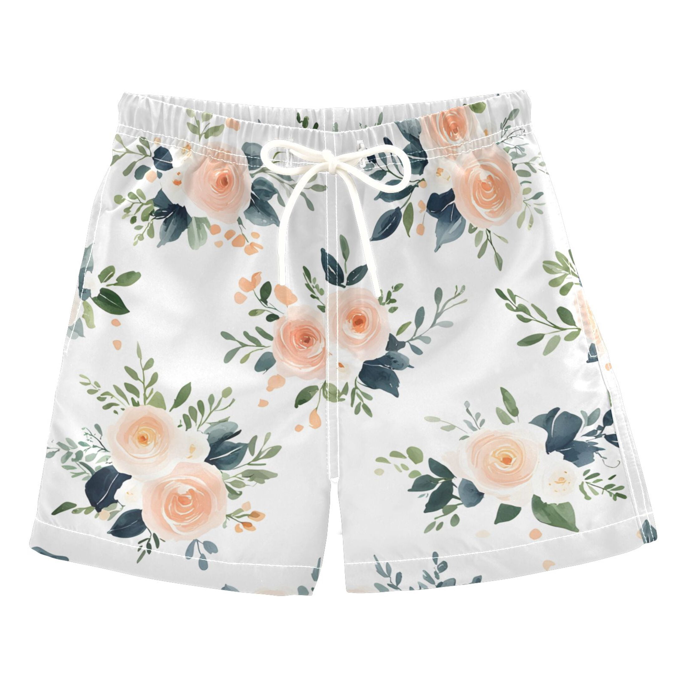 Bzsmce Beach Shorts Trunks Quick Dry Short Flower Color Tile White Tile