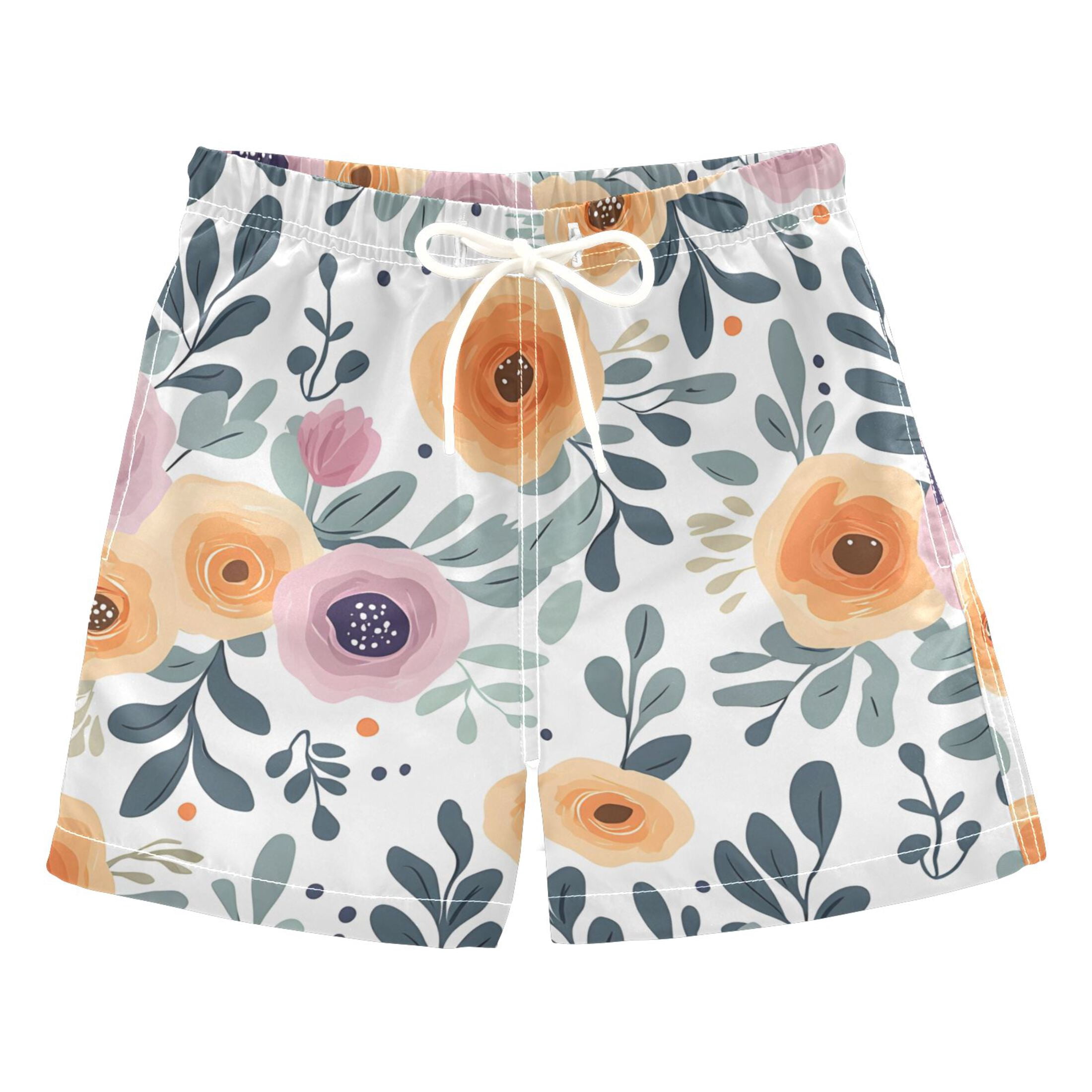 BZSMCE Beach Shorts Trunks Quick Dry Short Flower Leaves Color Pattern ...