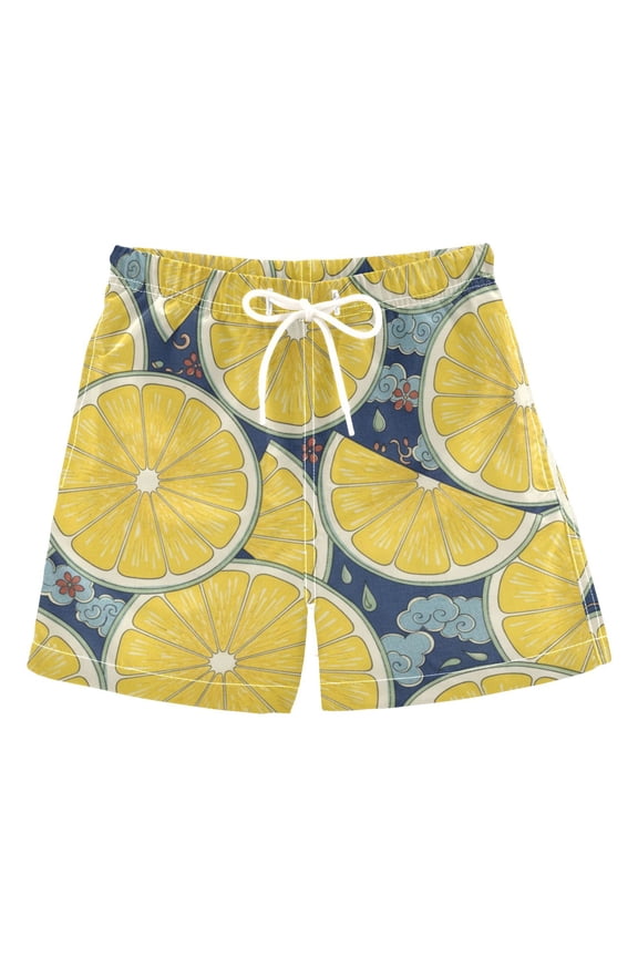 BZSMCE Beach Shorts Trunks Quick Dry Short Fruit Yellow Lemon Of Printed