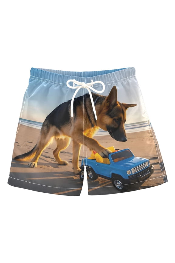BZSMCE Beach Shorts Trunks Quick Dry Short German Shepherd Beach Cartoon Car Of Printed